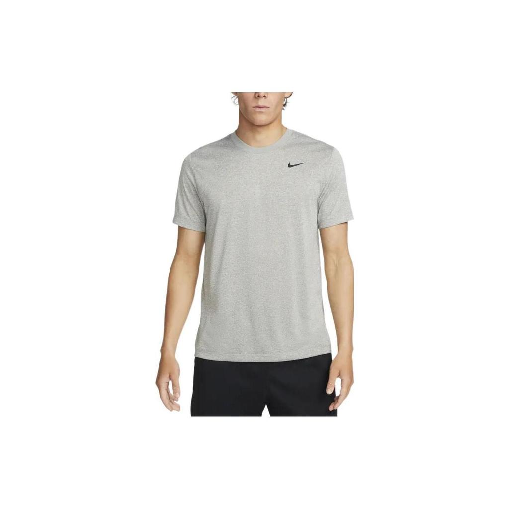 Nike Solid Logo Print Crew Neck Short Sleeve T-Shirt Men Tops Gray DX0990-063
