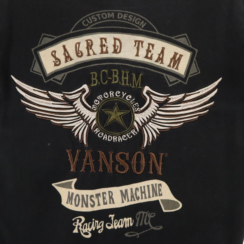 VANSON Flying star embroidery on the back Short sleeve T-shirt M black Men's Used