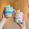 Ins Wind Cute Coal Ball Ceramic Mug with Lid Boys and Girls High Value Drinking Cup Birthday Gift Souvenir