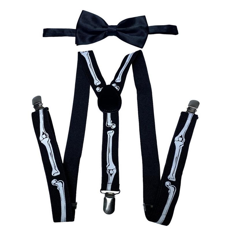 Ensemble classique de bretelles et nœud papillon, bretelles élastiques réglables en Y de 2,5 cm de large avec 3 clips, nœud papillon tissé pré-noué de 12 cm, taille unique pour hommes et femmes