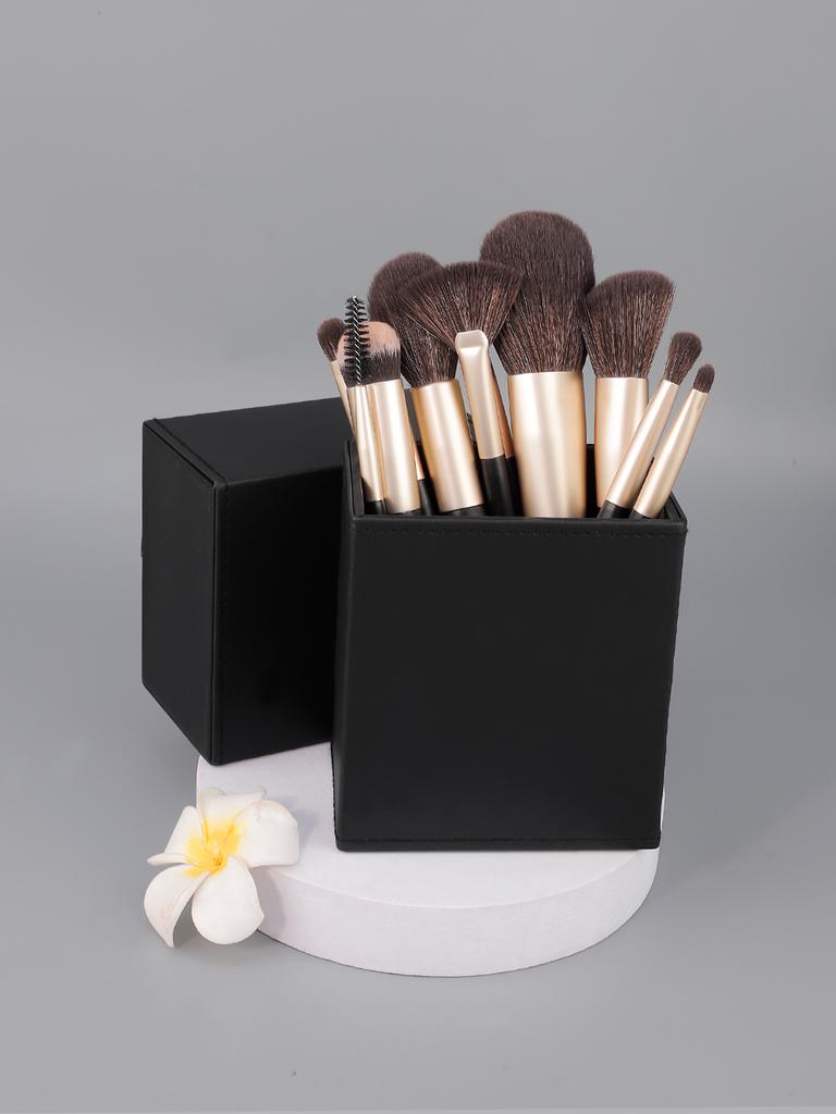 High-grade Black Gold 12pcs Makeup Brush Set Soft Loose Powder Brush Angled Grooming Brush Blush Brush Foundation Eyeshadow