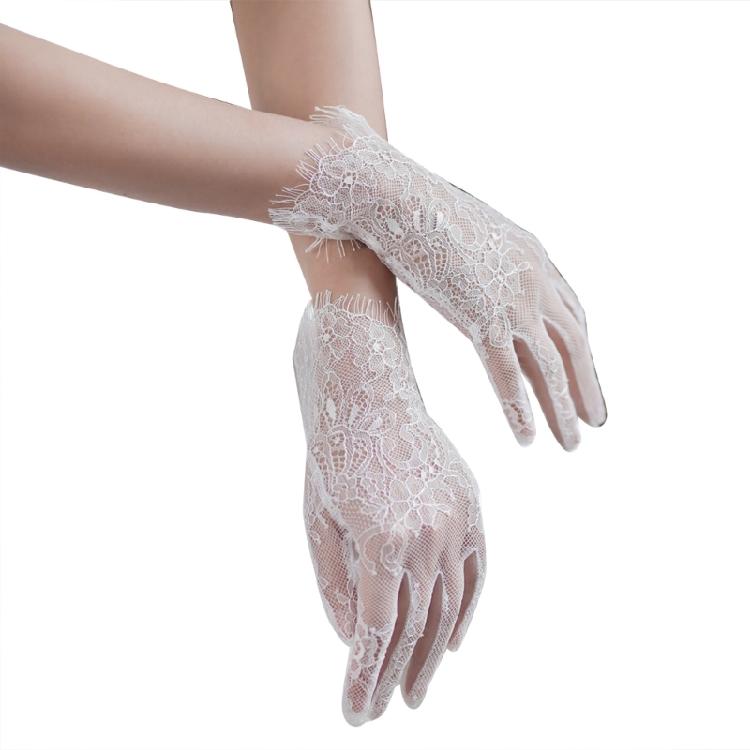 Elegant Fingerless Gloves Flower Brimmed Unique Outfits Lace Gloves for Flapper Bride Wedding Dancing Accessories