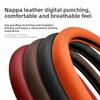 Premium Napa Leather Steering Wheel Cover Laser Perforated Non Slip Grip 14.6-15 In Universal Fit All Season Comfort Easy Tal