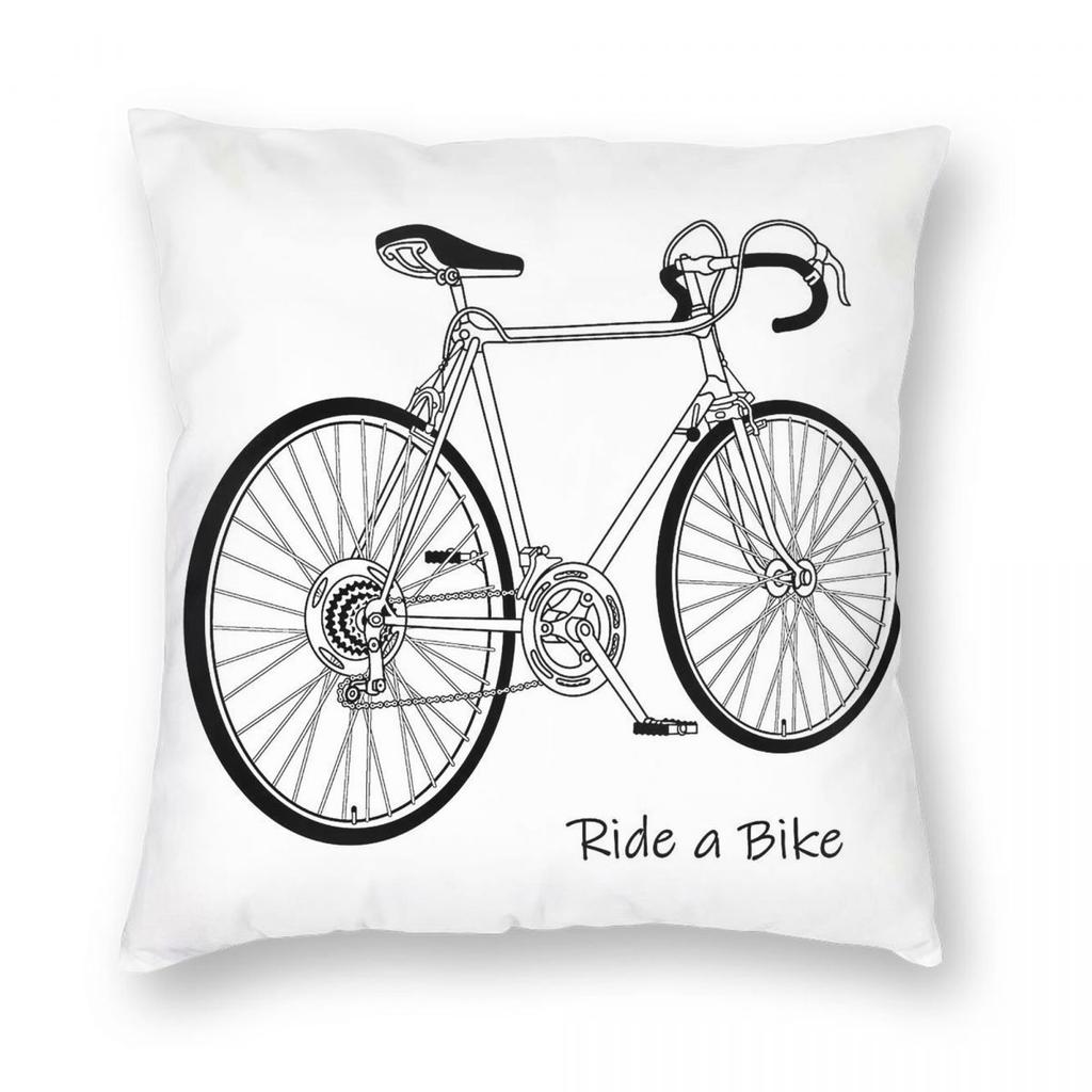 Ride A Bike Pillowcase Polyester Linen Velvet Pattern Zip Decor Throw Pillow Case Home Cushion Cover X