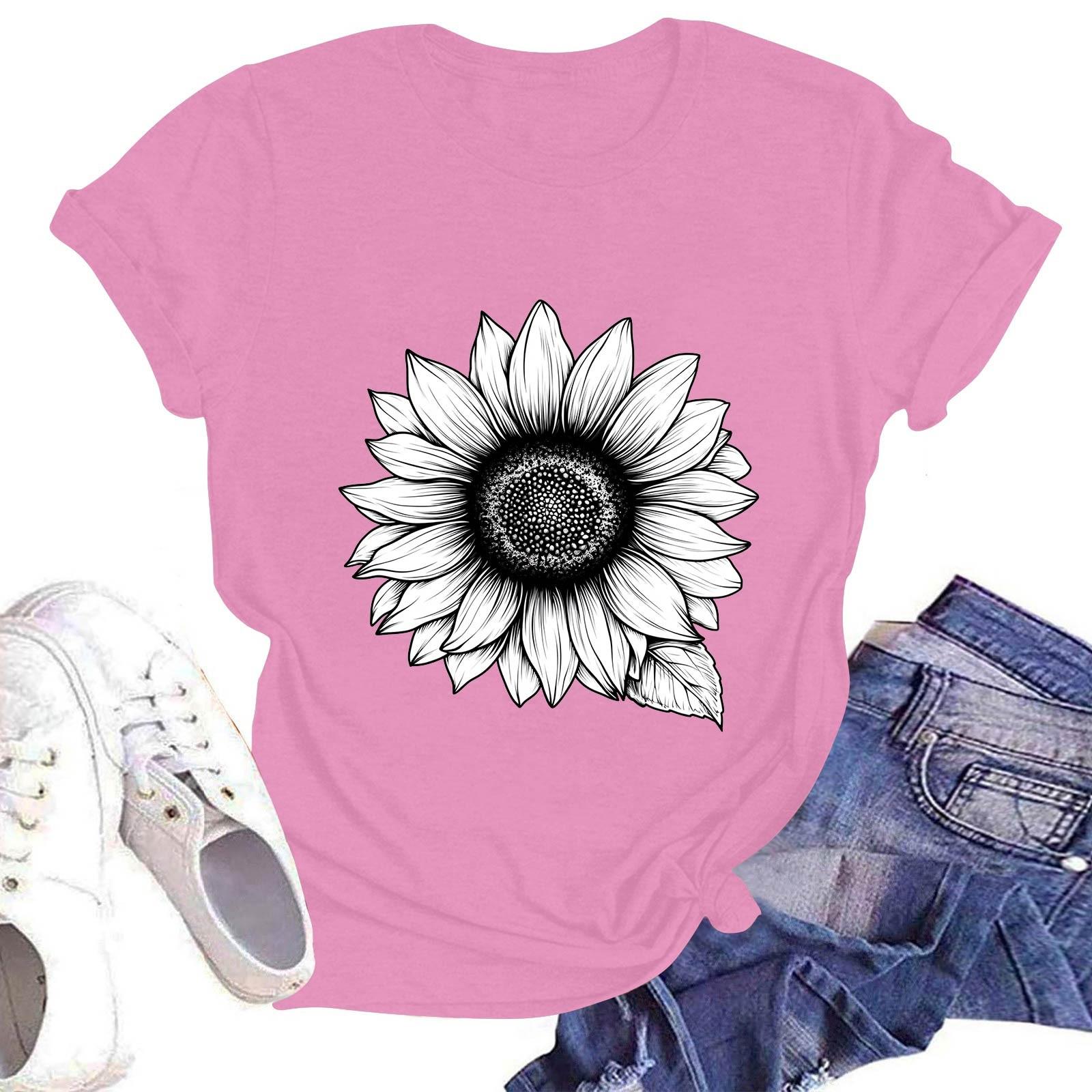 

Женская повседневная футболка с круглым вырезом и коротким рукавом XXL розовый