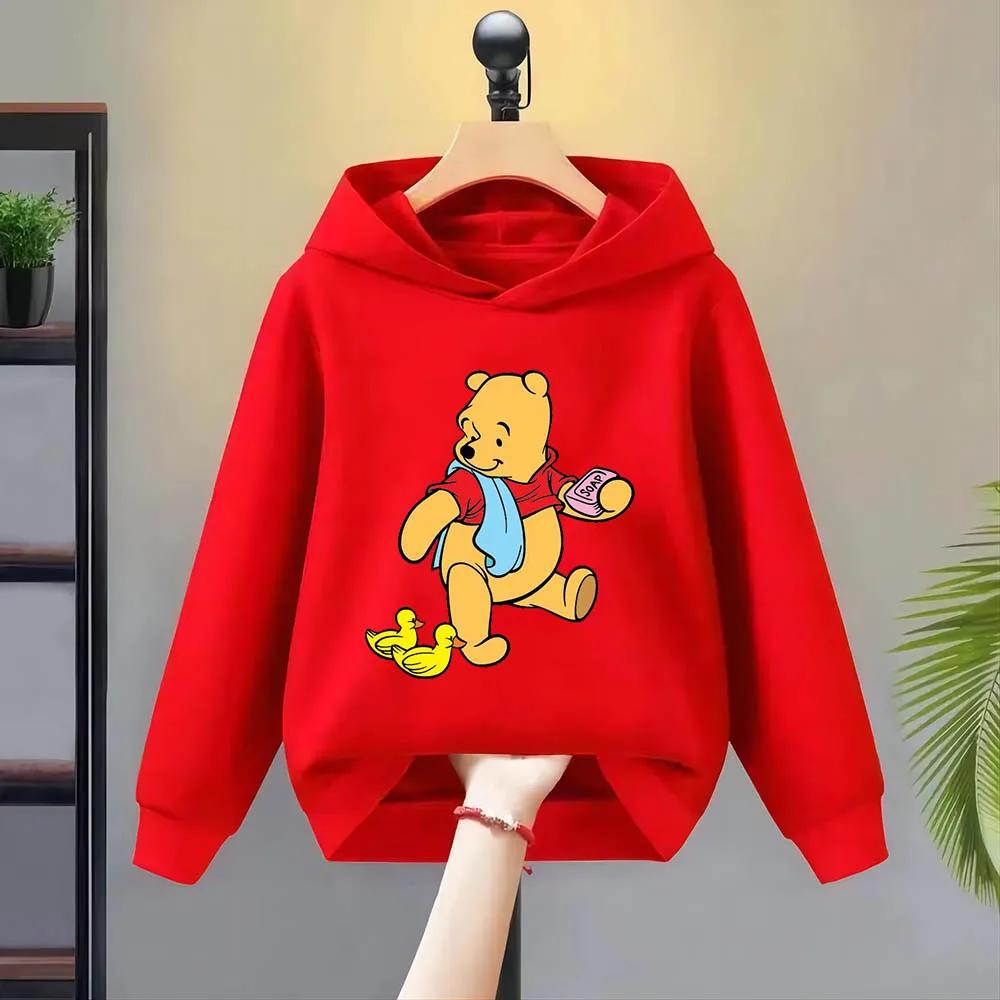 Disney Winnie The Pooh Printed Children's Hoodie for Autumn and Winter, Warm Top, Comfortable, Soft and High-quality Hoodie