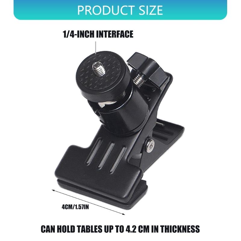 High Strength Adjustable Clamp Holder For Cameras Smartphones And Lights Featuring 360 Rotation And to 42mm Grip