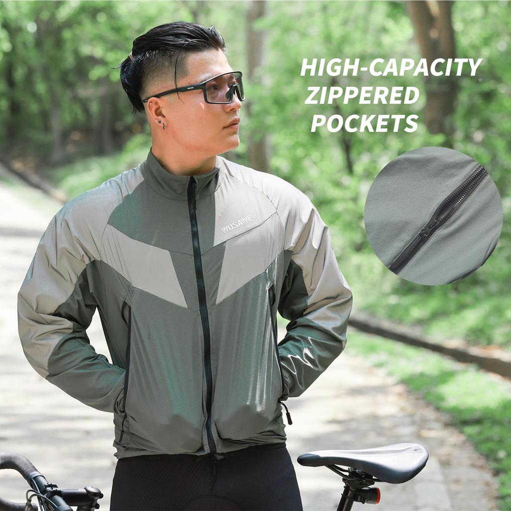 WOSAWE Men Women Mountain Bike Motorcycle Night Riding Multi-Pocket Windproof Waterproof Breathable Reflective Riding Jacket