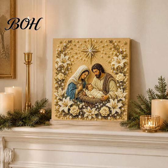 Decorative Balcony Pieces DIY Jesus Pearl Art Kit, Diamond Painting for Adults, Christian Mosaic Colorful Crafting Materials Craft Christ Gem Crafts,
