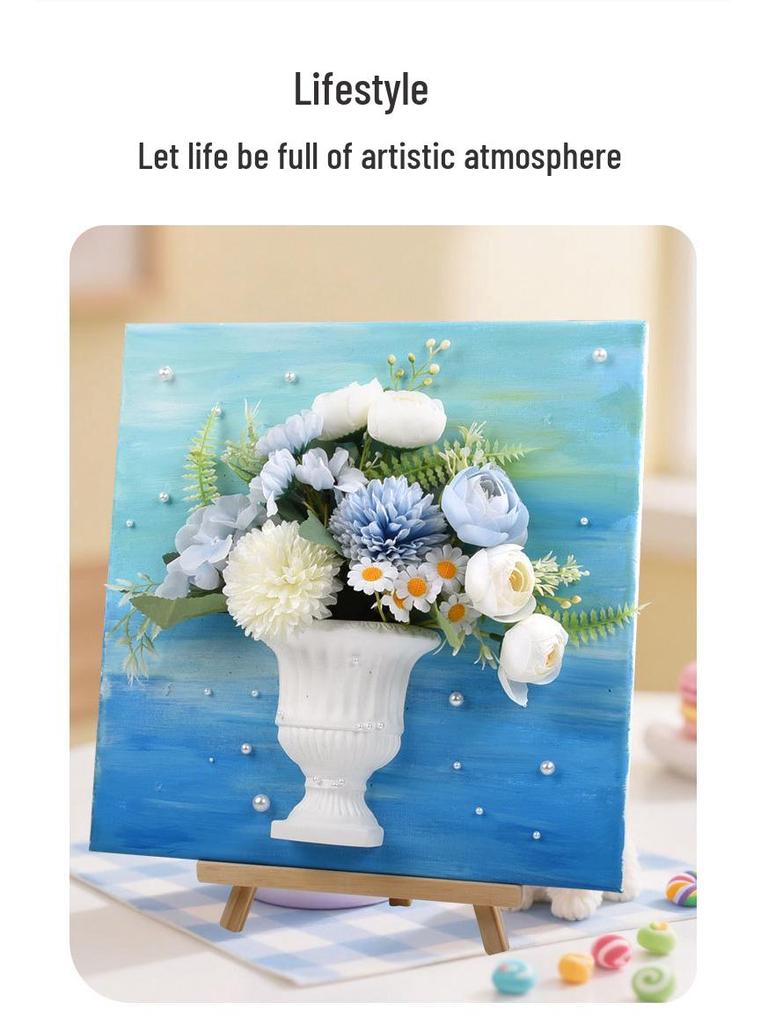 3D French Flower Arrangement DIY Kit: Monet’s Garden Oil Painting with Preserved Flowers & Plaster Ornaments - Ideal for Team Building Activities