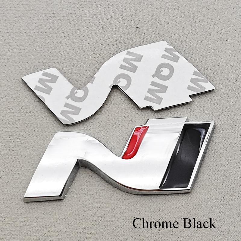 HWCB2 3D Metal NLine N Logo Rear Boot Trunk Emblem Front Grille Badge Decal For Hyundai I20 I30 Sonata Kona Elantra Tuson Car Stickers