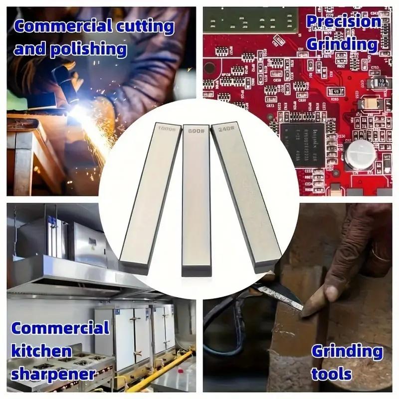 3Pcs 240/600/1000 Mesh Diamond Sharpener Stone Sharpener Scissors Razor Polishing Kitchen Knife Sharpening System Tools