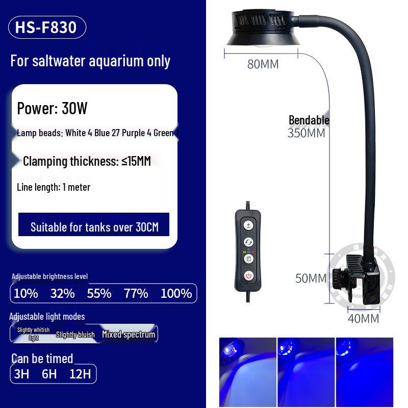 Cross-Border Reef Tank Coral Light: Deep Sea Spectrum, UV for Fluorescence, High-Brightness Lens, Smart Upgrade