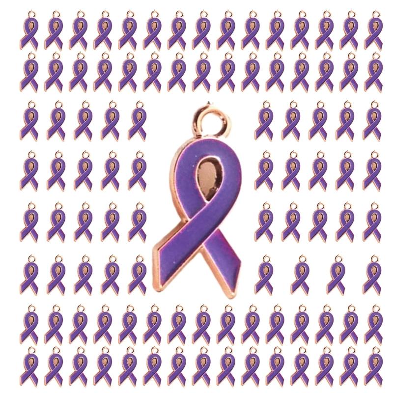 100Pack Heart Ribbon Accessor for DIY Jewelry Durable Awareness Ribbon Charm Jewelry Findings Mixed Color Ribbon Pendant