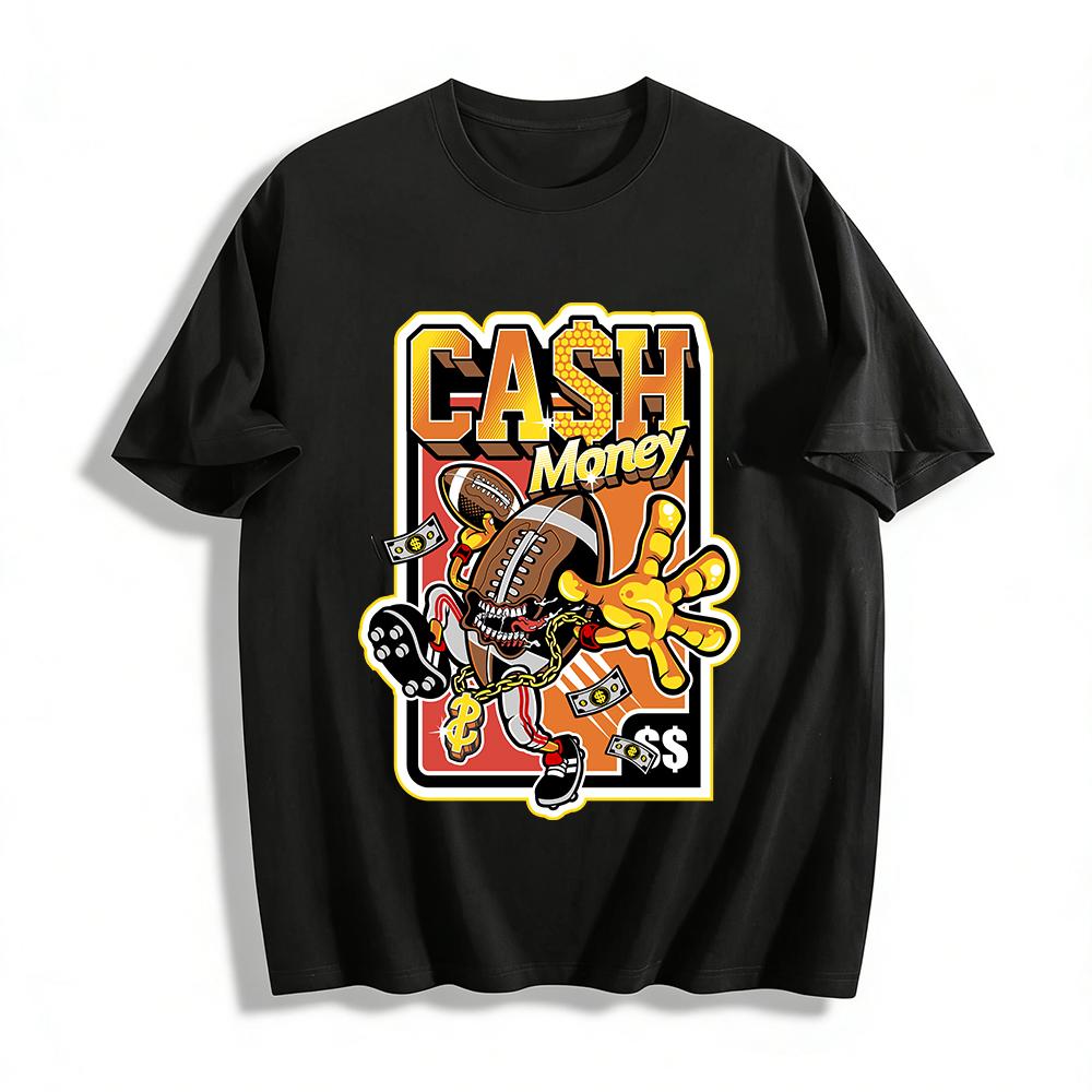 Cool Cash Money Rugby Graphic Streetwear Casual Top Pure cotton T-shirt XXS