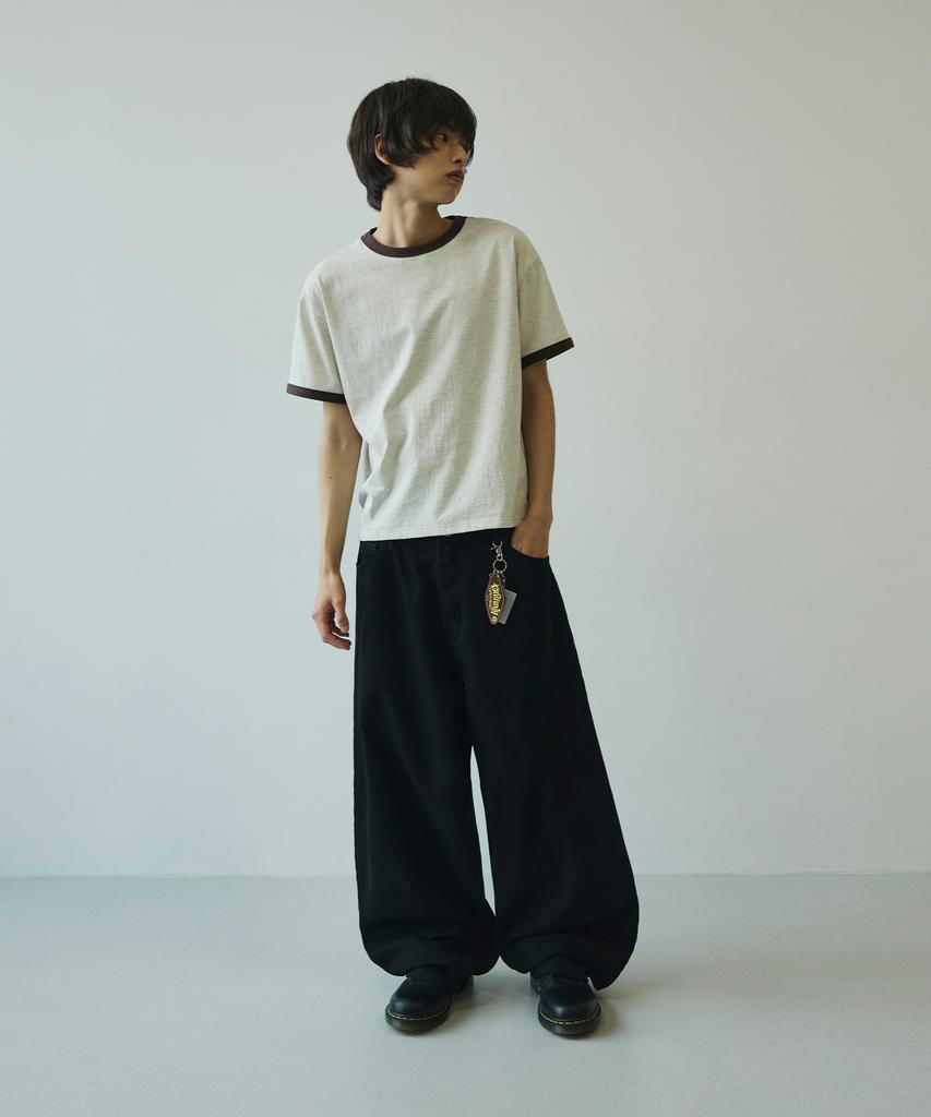 SIGNATURE Summer Wide Curved Dart Cotton Pants [Black]