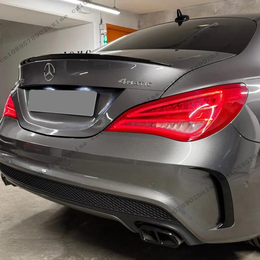 2pcs Gloss Black Rear Bumper Spoiler Fins Trims For Mercedes-Benz CLA-Class W117 C117 CLA200 220 250 260 45 AMG 2013-2019 Tuning