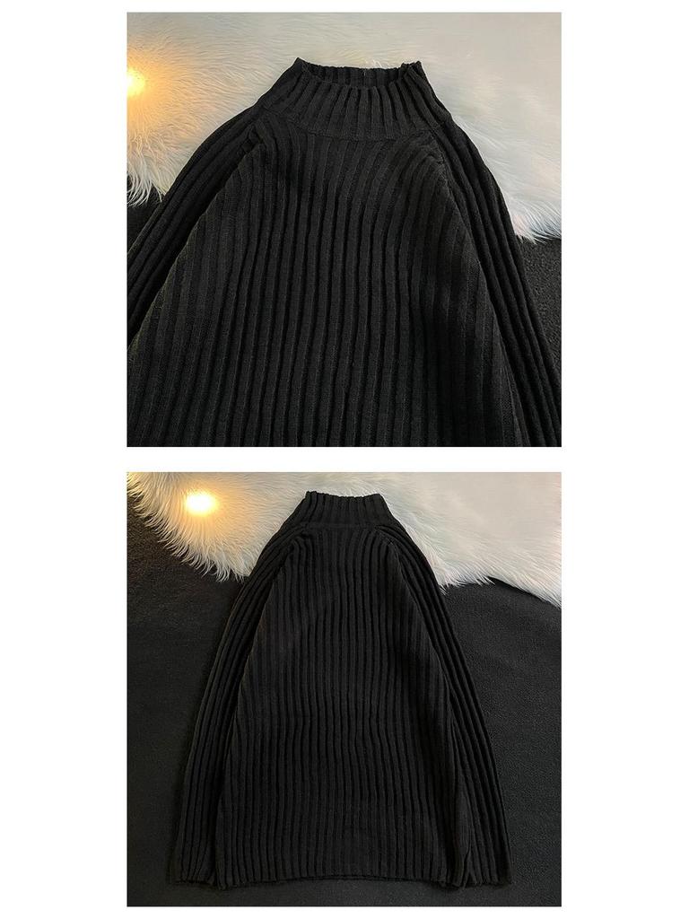 Unisex Hong Kong-Style High Collar Winter Sweater: All-Match Harajuku Inspired Pullover.