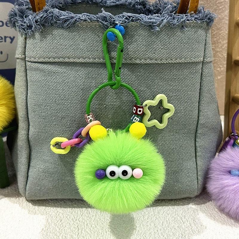 1pc Keyring Cartoon Toy Pendant Gifts Accessories Plush Doll Adorable Small Coal Balls Keychain Bag Ornament