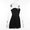 Women's Summer Sleeveless Shoulderless Strap Tube Solid Color A-line Tulle Picture Mini Dress