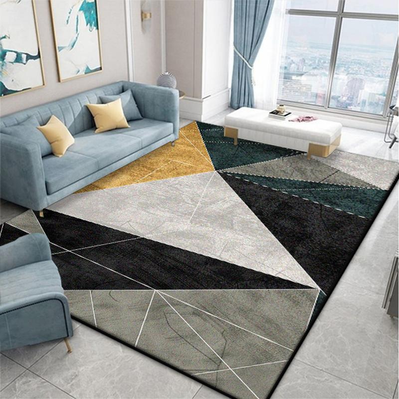 Nordic Geometric Living Room Carpet Modern Decoration Bedroom Bedside Fluffy Plush Rug Cloakroom Bathroom Non-slip Soft Door Mat