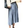 Elegant Pleated Mid-Length Skirt: Spring/Autumn, Solid Color, Elastic Waist, Loose Fit, Plus Size.
