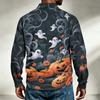 Herren Langarmshirt Halloween-Print Lockerer Schnitt Lässiges Oberteil