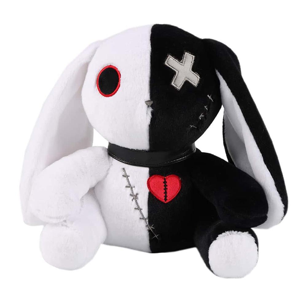 23cm Spooky Gothic Bunny Plush Toy Creepy Rabbit Plushie Stuffed Animal Toys Cute Horror Doll for Birthday Gift Halloween Decor