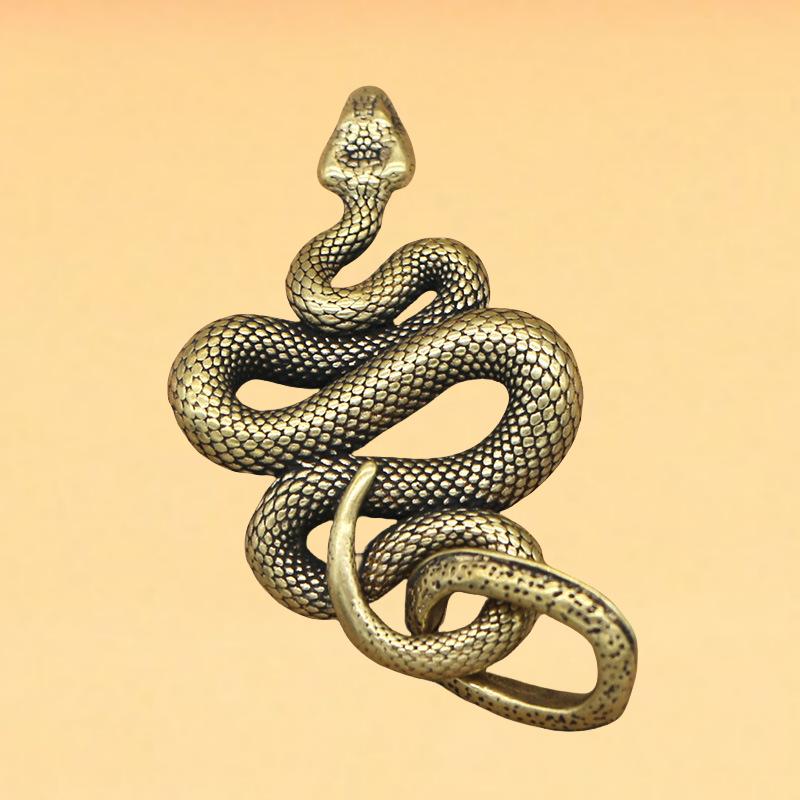 Mini Vintage Brass Snake Decor Figurines For Interior Decoration Desktop Decor Distinctive Car Hanging Keychain Luggage Pendant
