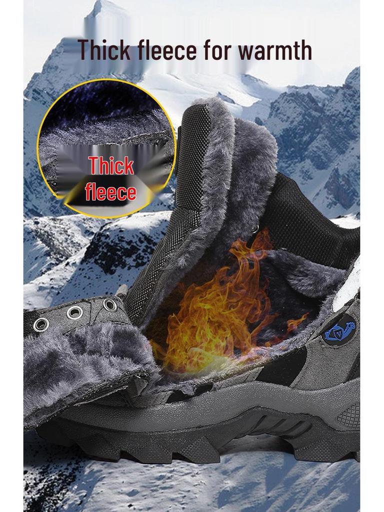 Mid-Top Cotton Outdoor Hiking Shoes - Warm, Unisex, Plus Sizes, Dad Style