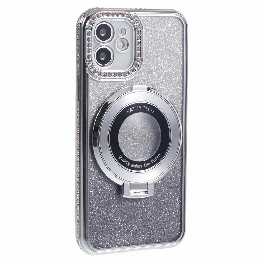 For iPhone 11 Cell Phone Case Gradient TPU Cover with Kickstand/Rhinestone