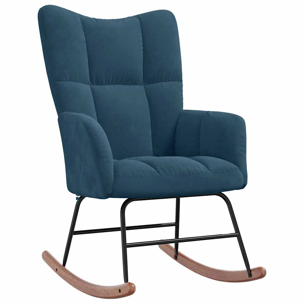Vidaxl Rocking Armchair with Footrest, Blue, Upholstered In Velvet