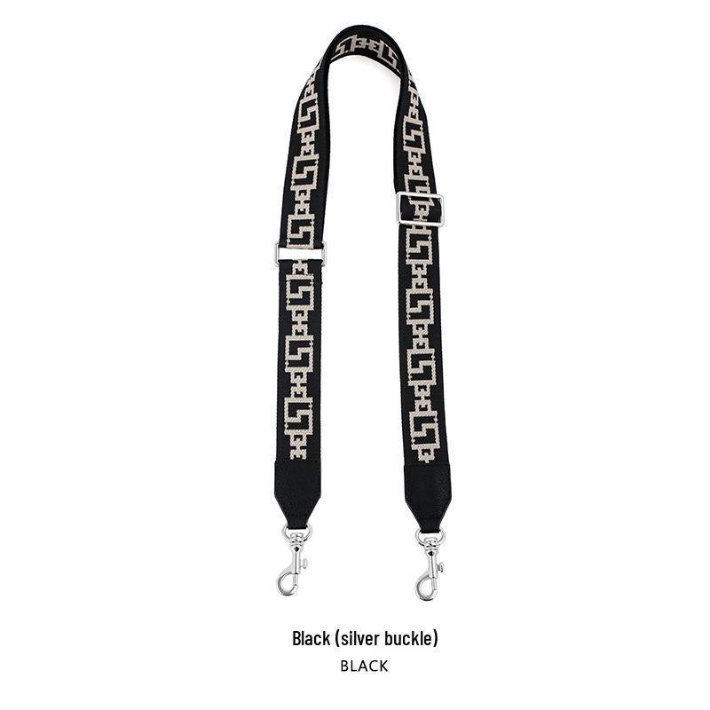 MHS-F-43 Crossbody Bag with Wide Lychee Grain Leather Strap and High-End Canvas Chain Pattern