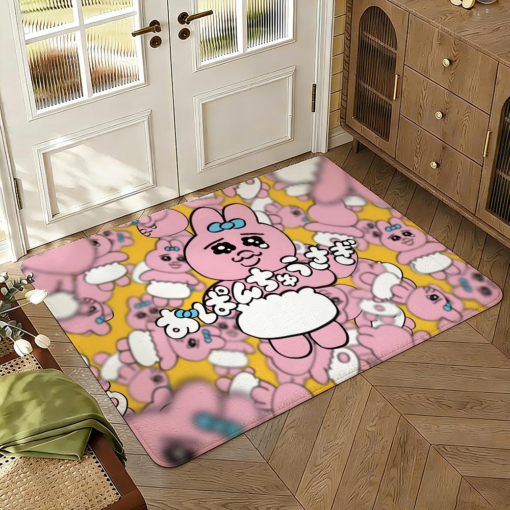 Kawaii O-Opanchu Usagi Floor Mat Soft Thickened Absorbent Non-Slip Bedroom Living Room Door Mat Home Decor Flannel Rugs