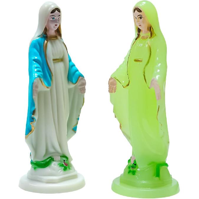 Queenbox 3.9" Plastic Blessed Catholic Mary Sculpture, Grace Lady Hand Italian Style Religious Durable Garden Statue Virgin Mother Figurine, 01