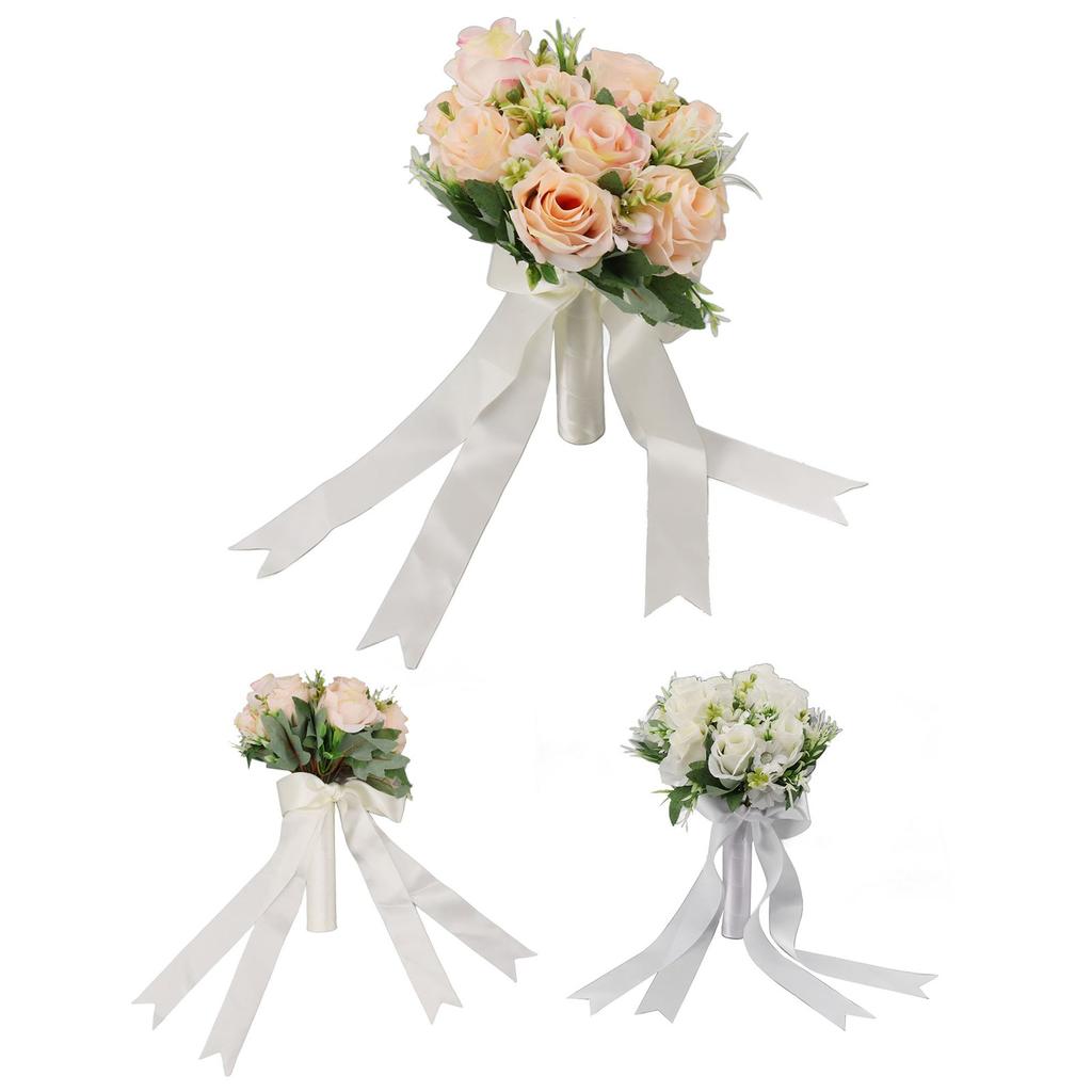Wedding Bouquets Flower Hand Bouquet Silk Artificial Fake Flowers for Bride Wedding Party and Church