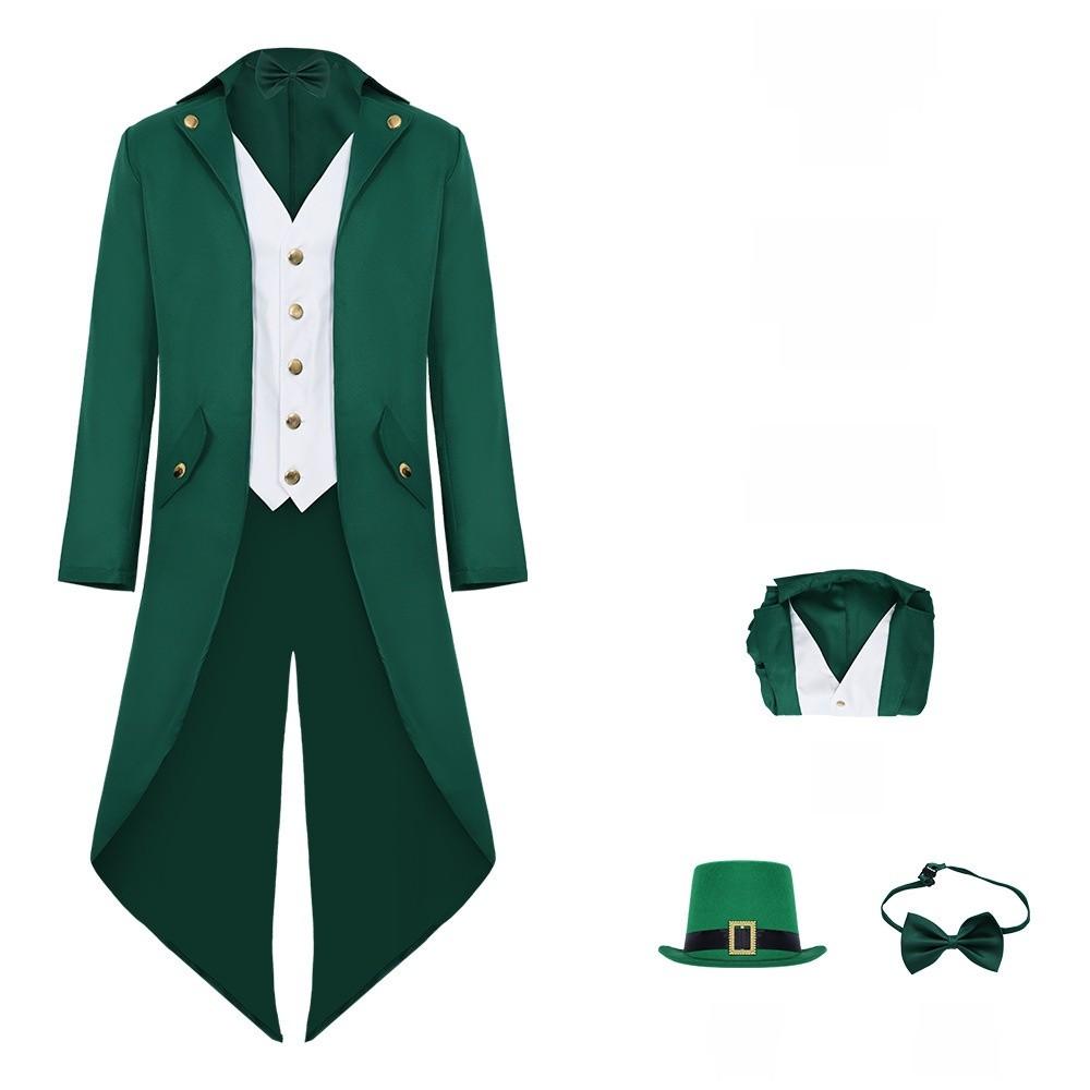 Irischer Saint Patricks Day Herren Smoking Anzug Mit Zylinder Und Gehstock Für Bühnenauftritte