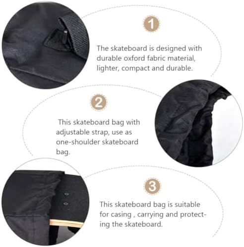 TINEASUR Skateboard Bag 600D Oxford Water Resistant Black with Shoulder Strap for Skateboard & Longboard