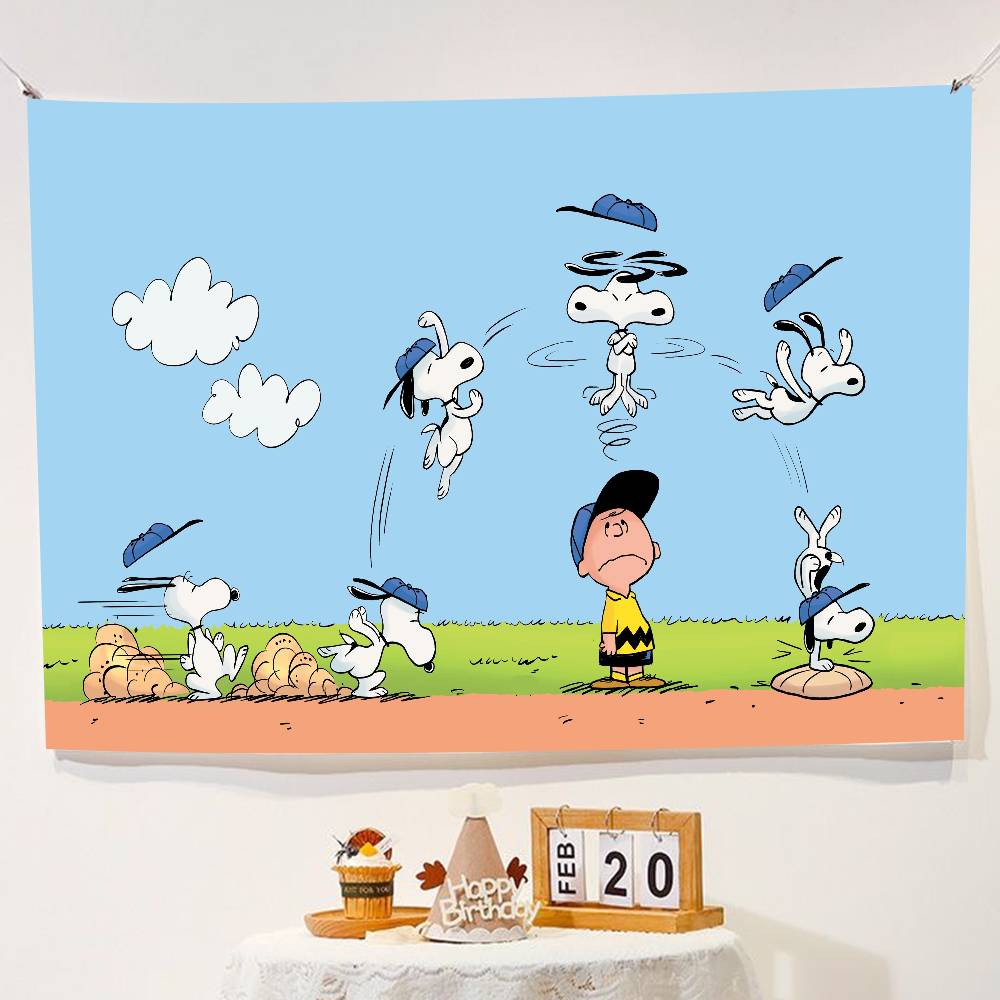 Anime S-Snoopy Cute Cartoon Dog Photography Studio Backdrop Outdoor House Party Decoration Photo Background Curtain Back Drop