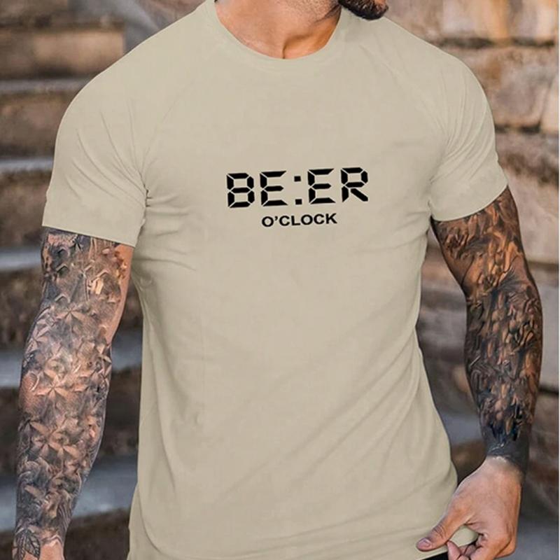 New Summer Men's Fashion T-shirt Eer Alarm Clock Printed Men's T-shirt Top