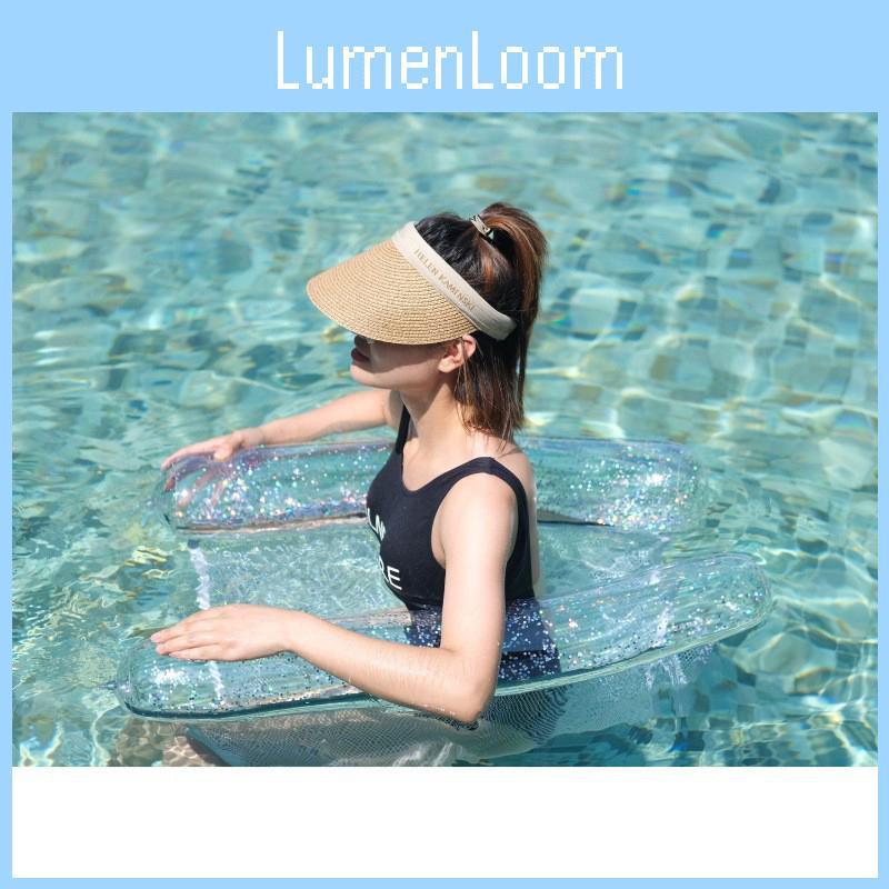 Heißer Verkauf PVC Transparenter Schwimmstuhl Mit Glitzer Aufblasbare Hängematte Für Erwachsene 130*70cm Oval
