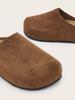 Fashion Retro Brown Faux Suede Platform Slippers Women Fashion Round Toe Thick Bottom Slide Sandals Comfortable Non-Slip Casual Shoes