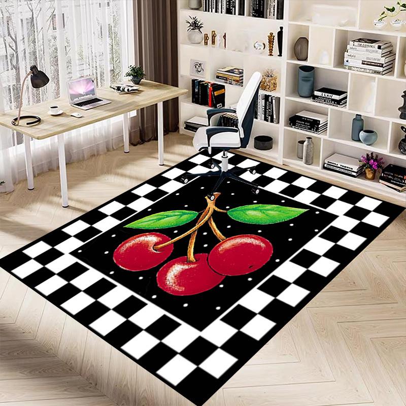 1PC Cherries Leaf Non-Slip Floor Carpet Compatible for Office&Living Room&Bedroom&Dining room - Flat- Soft & Pattern, Vibrant Colors-W239