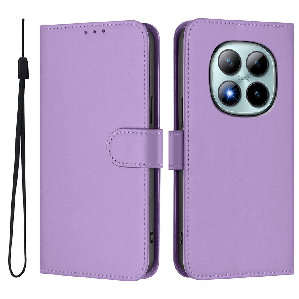 For Xiaomi Redmi Note 15 Pro+ 5G Case Solid Color Wallet Leather Phone Cover with Strap