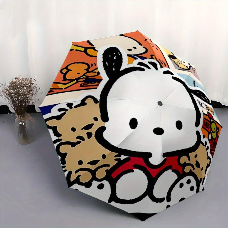 Pochacco Sanrio Automatic Opening and Closing Cartoon Umbrella, Lightweight 3-Fold, With Cute Cartoon Characters, Suitable for Home, Outdoor and Daily