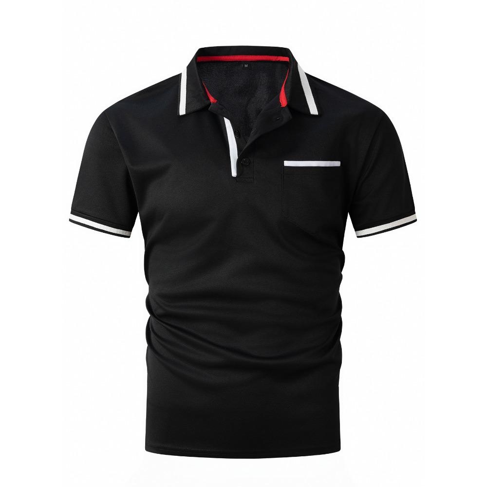 Pocket Splicing Polo Men's Casual Shirt