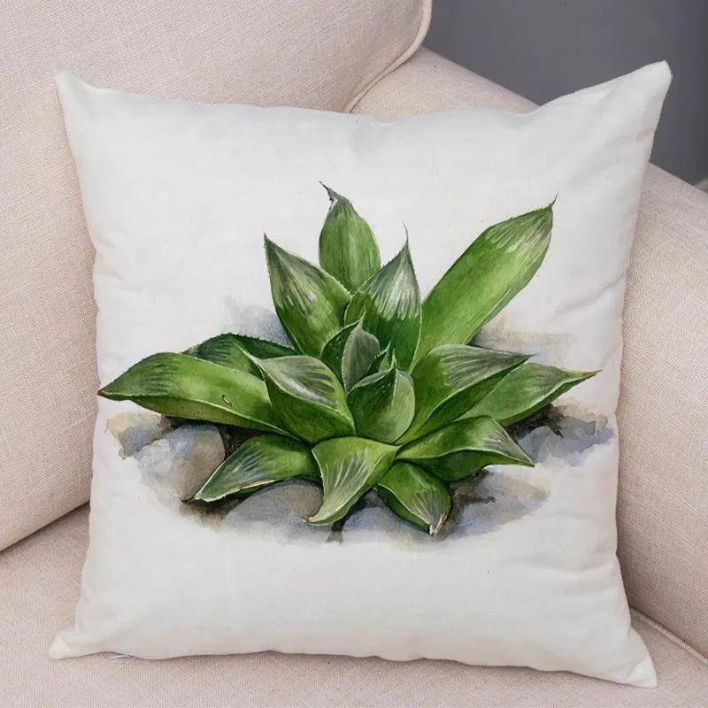Watercolor Succulents Decorative Pillowcase Office Living Room Car Ornaments Home Pillowcase