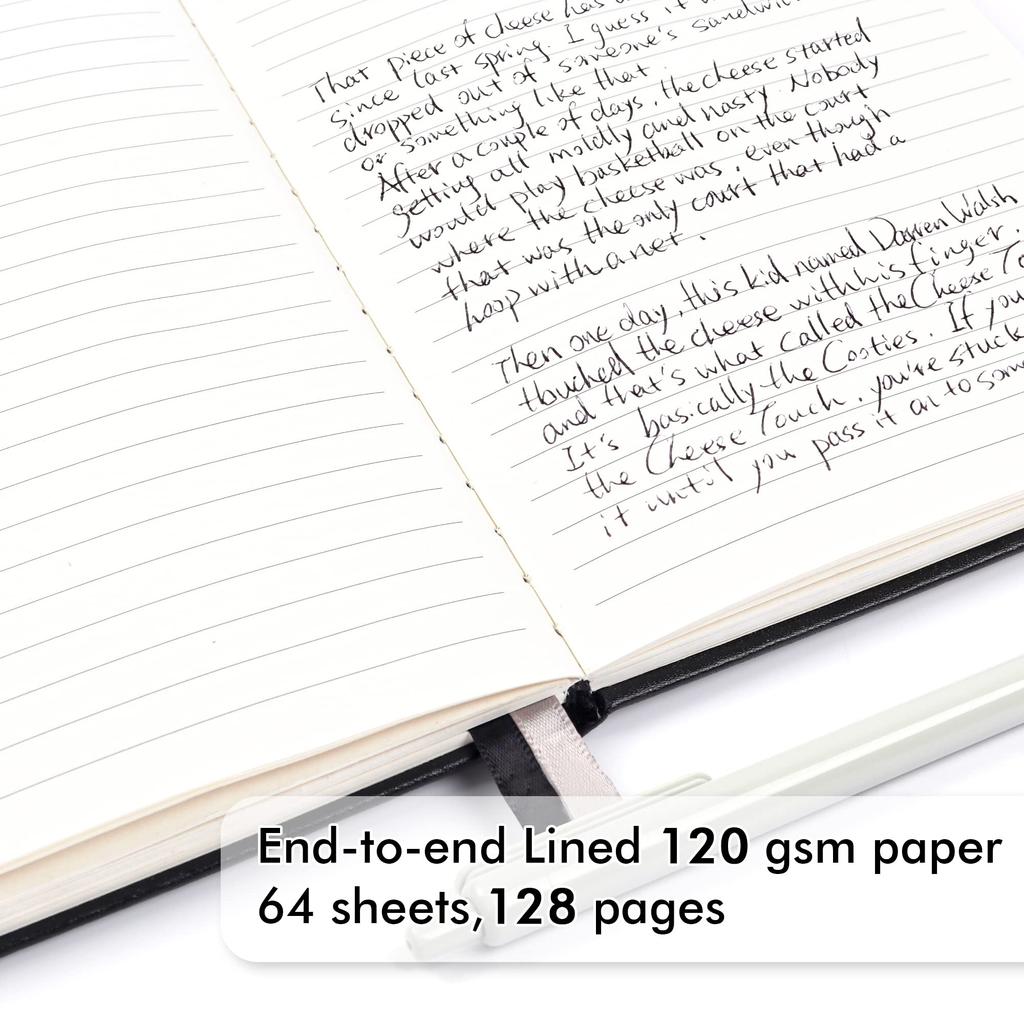 Feela A5 7mm 64 Horizontal Synthetic Leather Horizontal Inner Bookmark Classic Memo Pad Notebook, 12-Pack, A-Ruled, Sheets, Black, Ruled, Hardcover,