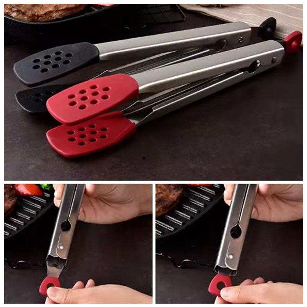 Silicone Head Non-Stick Steak Tongs Anti-Scalding Stainless Steel Tongs  For Home