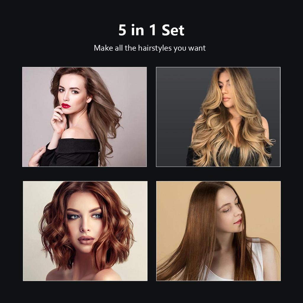 Multifunctional Electric Hair Dryer Automatic Curling Iron Curling Iron Hot Air Straight Hair Comb 5 In 1